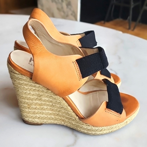 KORS Michael Kors Shoes - Michael KORS Leather & Rope Wedge Heels Women's Size 5